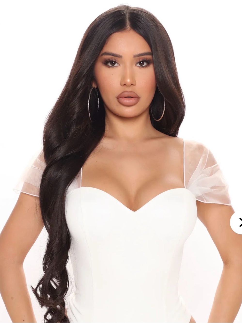 NWT Fashion Nova White Corset Bodysuit Sheer Tulle Straps - Picture 9 of 9